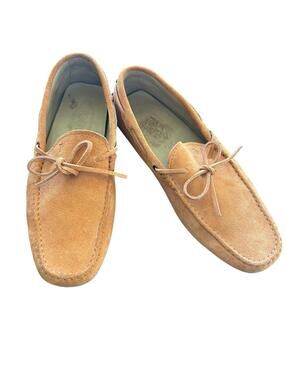 Tod’s Orange Suede Driving Loafers Gommino Pebble Sole Men’s Size 8 Made Italy